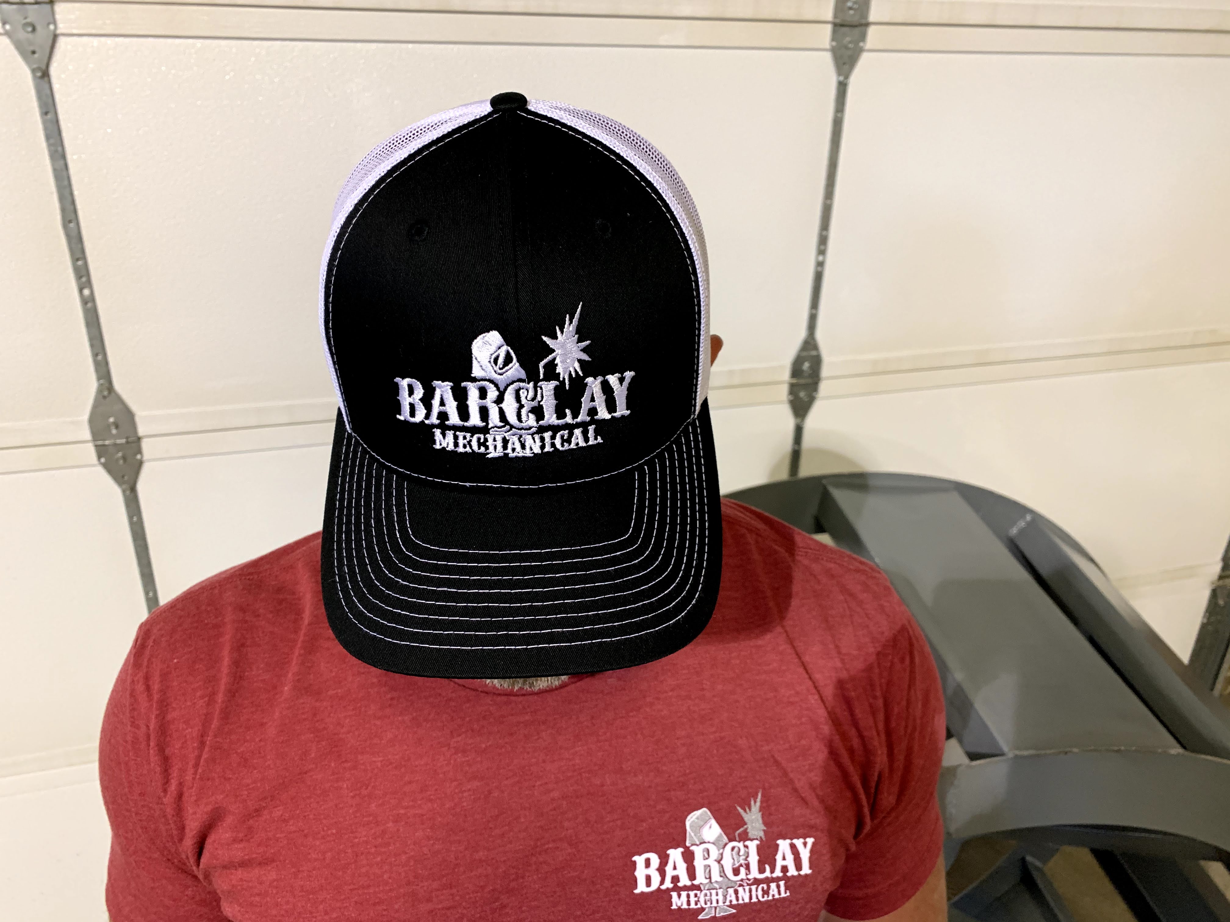 Black and White Trucker Hat Barclay Mechanical